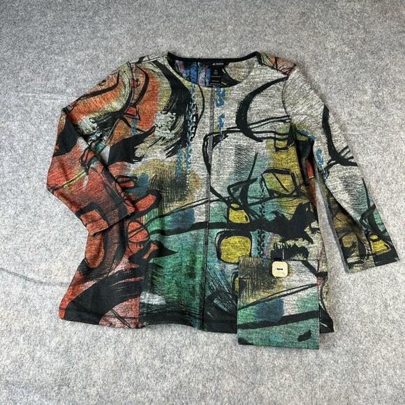 Ali Miles Top Womens Small Petite Abstract Art To Wear Colorful Artsy Pocket - Picture 1 of 9